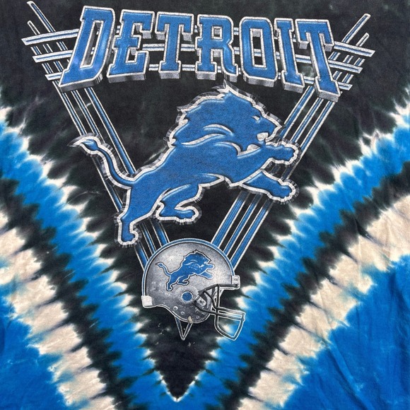 Vintage Y2K Detroit Lions Tie Dye T Shirt Men Large Blue NFL Graphic AOP Sporty - Picture 4 of 10